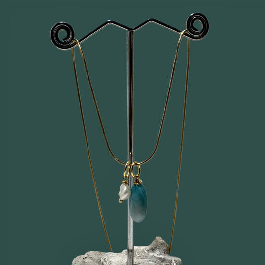 Colgante de "Ágata craquelada y perla"