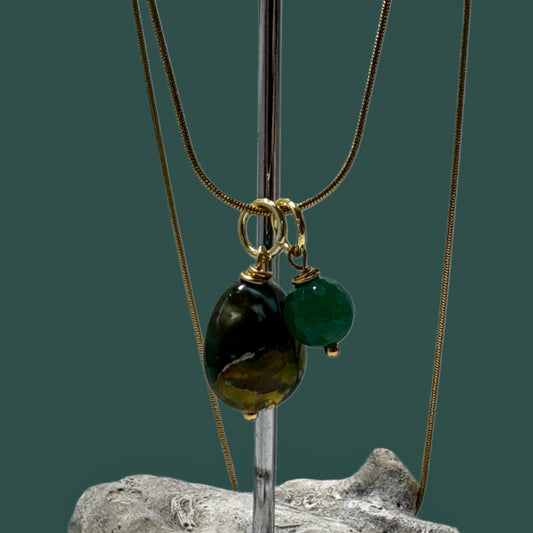 Colgante de "Ágata craquelada y jadeita"