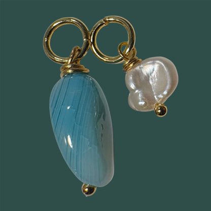 Colgante de "Ágata craquelada y perla"