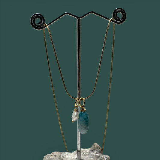 Colgante de "Ágata craquelada y perla"