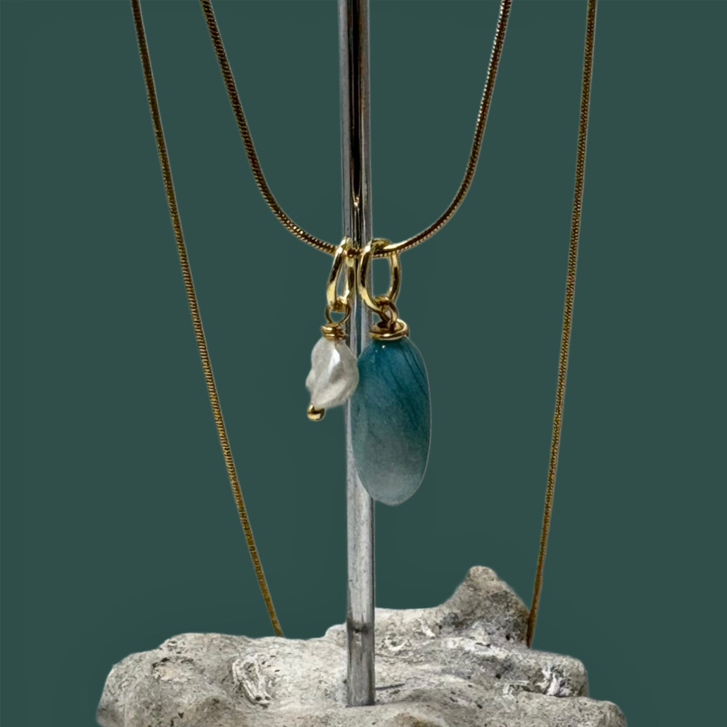 Colgante de "Ágata craquelada y perla"