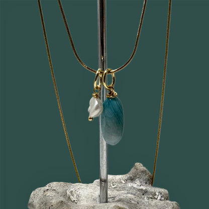 Colgante de "Ágata craquelada y perla"