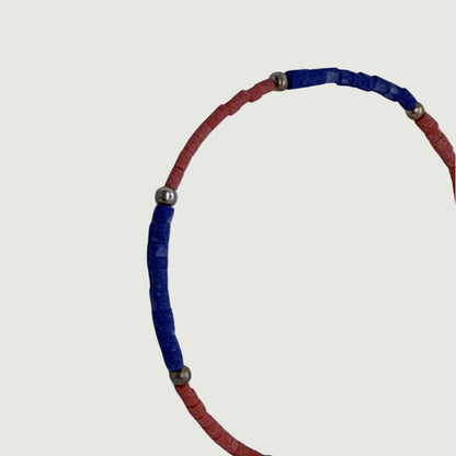 Silver bracelet with lapis lazuli and coral stones | Hypoallergenic jewelry