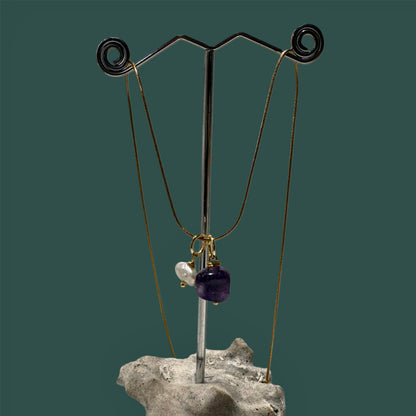Colgante de "Cuarzo amatrino y perla"