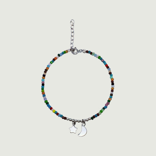 Silver bracelet with multicolored quartz | Hypoallergenic jewelry
