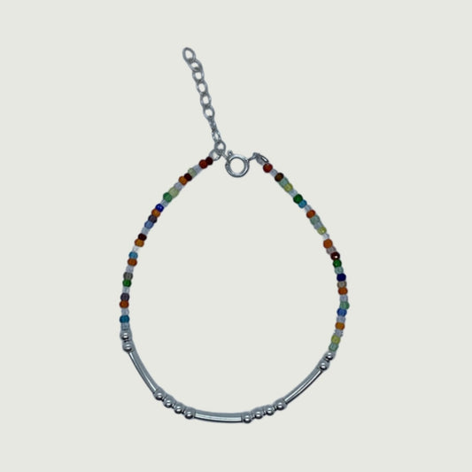 Silver bracelet with multicolored quartz | Hypoallergenic jewelry