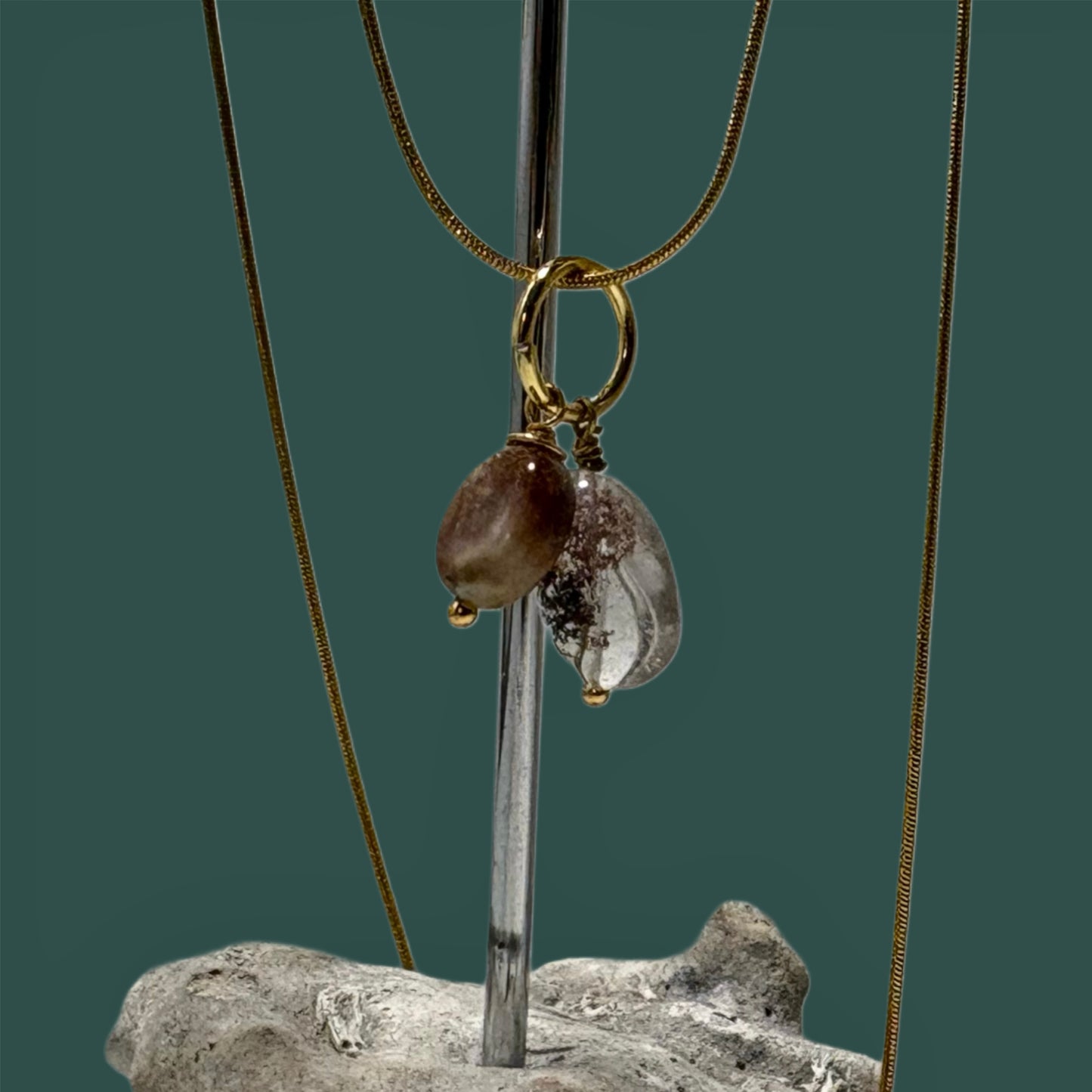 Colgante de "Ágata y cuarzo rutilado"