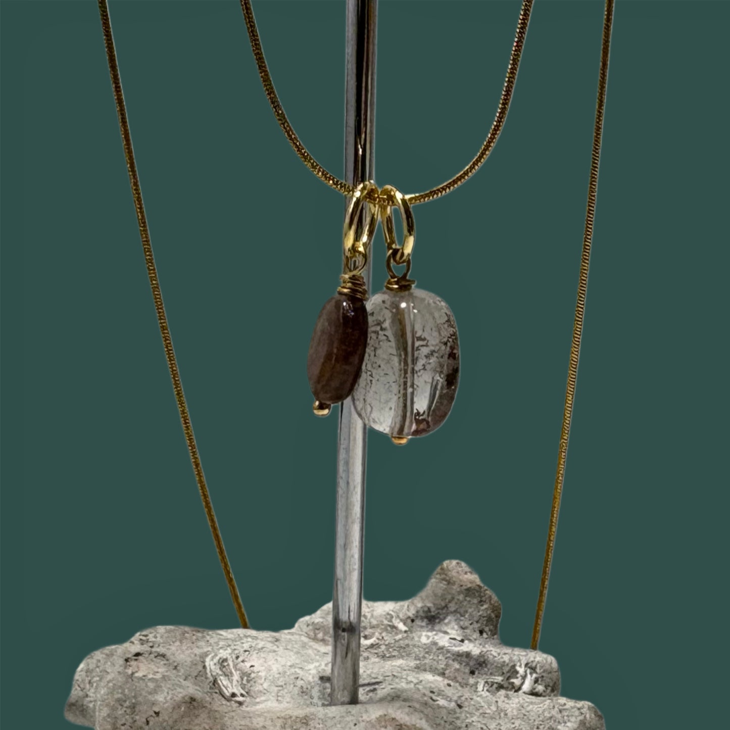 Colgante de "Ágata y cuarzo rutilado"