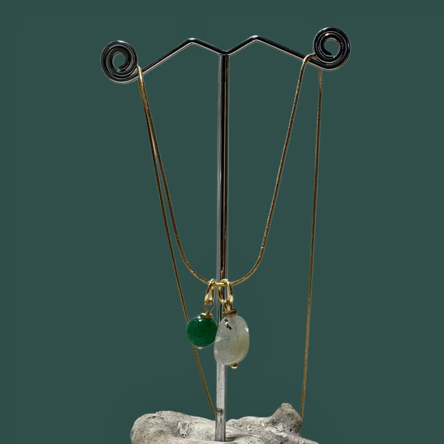 Colgante de "Ágata craquelada y jadeita"