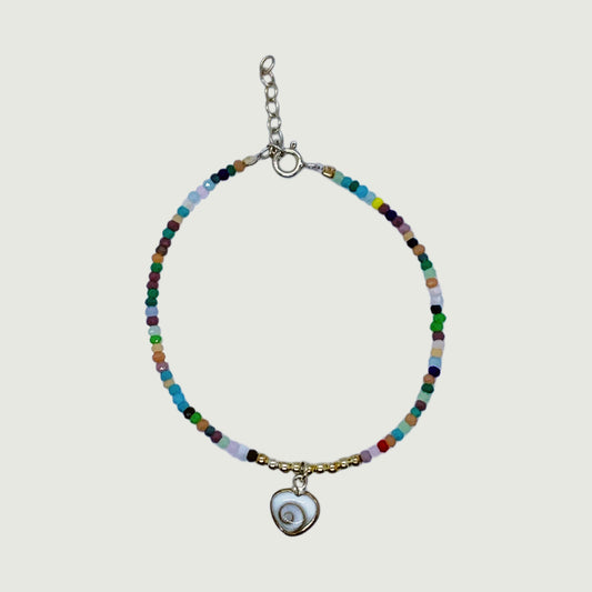 Silver bracelet with multicolored quartz | Hypoallergenic jewelry