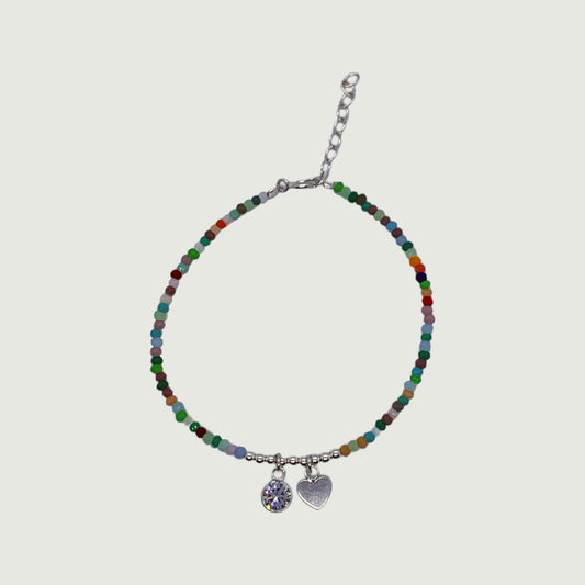 Silver bracelet with multicolored quartz | Hypoallergenic jewelry