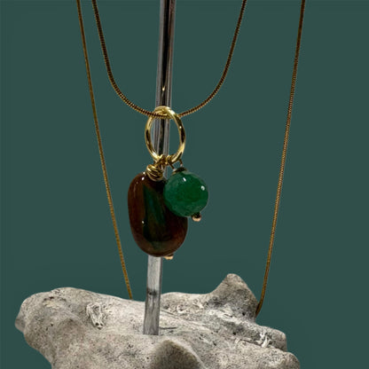 Colgante de "Ágata craquelada y jadeita"