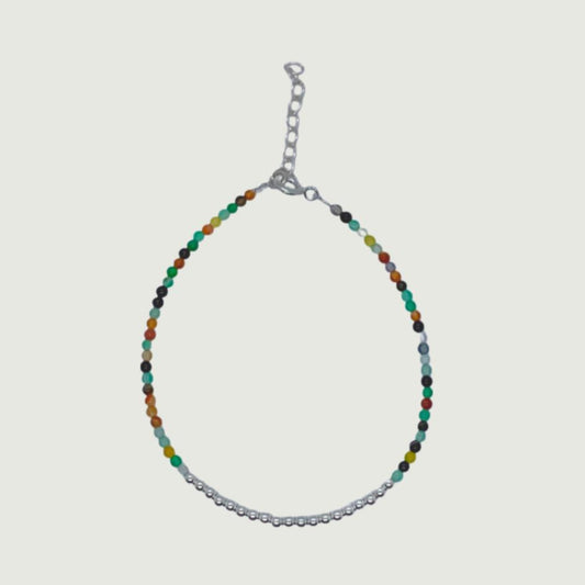 Silver bracelet with multicolored quartz | Hypoallergenic jewelry